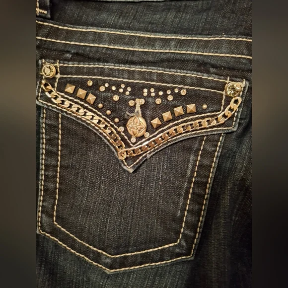 Miss Me Blue Skinny Jeans with Embellished Back - Picture 6 of 9